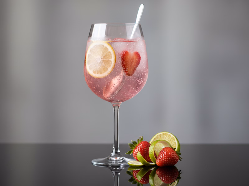 Alkoholfreier Erdbeer-Zitronen-Spritz als sommerlicher Aperitif für stilvolle Gastgeberabende von Remehr